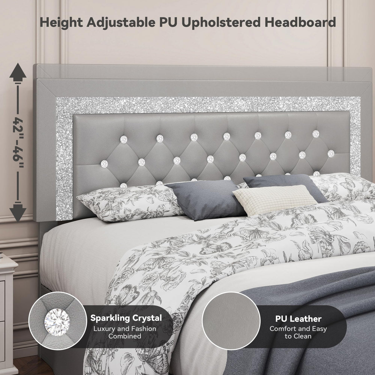 Twin LED Bed Frame with Adjustable Headboard D657834