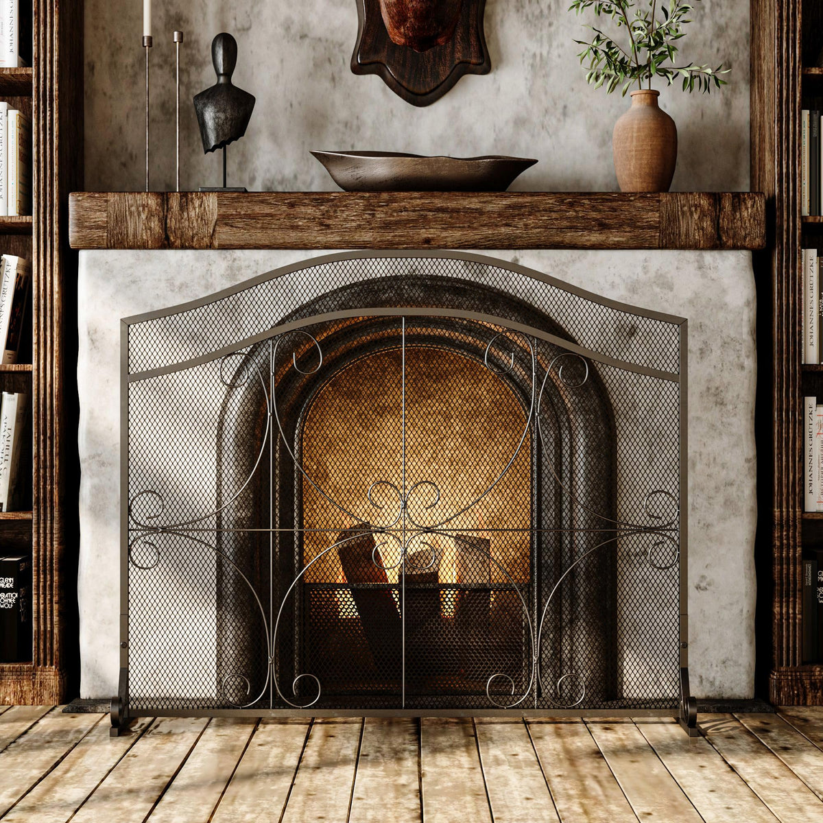 Black Metal Fireplace Screen Q26514