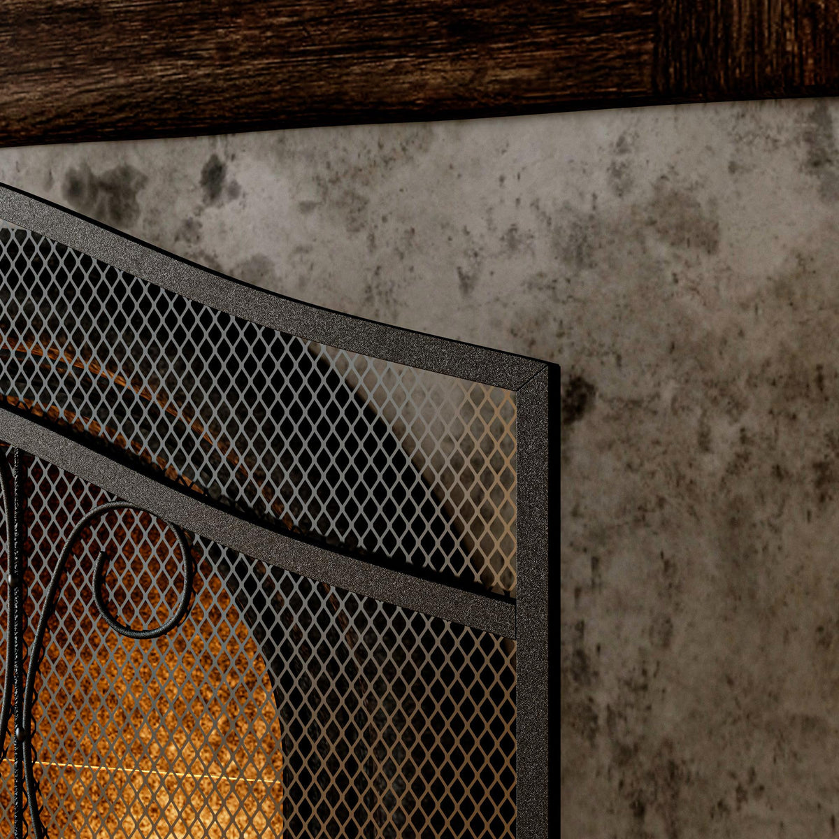 Black Metal Fireplace Screen Q26514