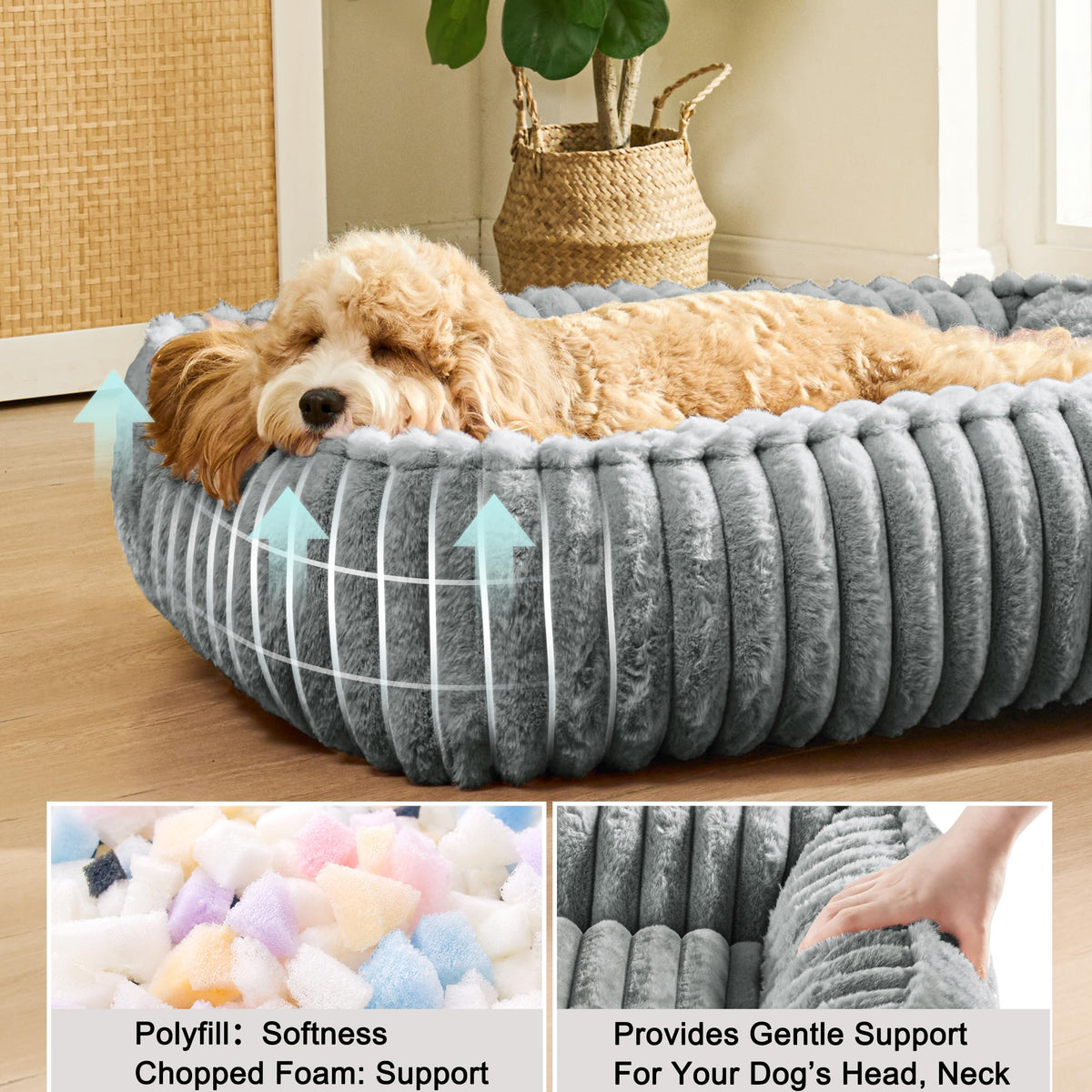 Small Dog Bed Calming Cat Bed 20’’x16’’ Sage Grey N6877