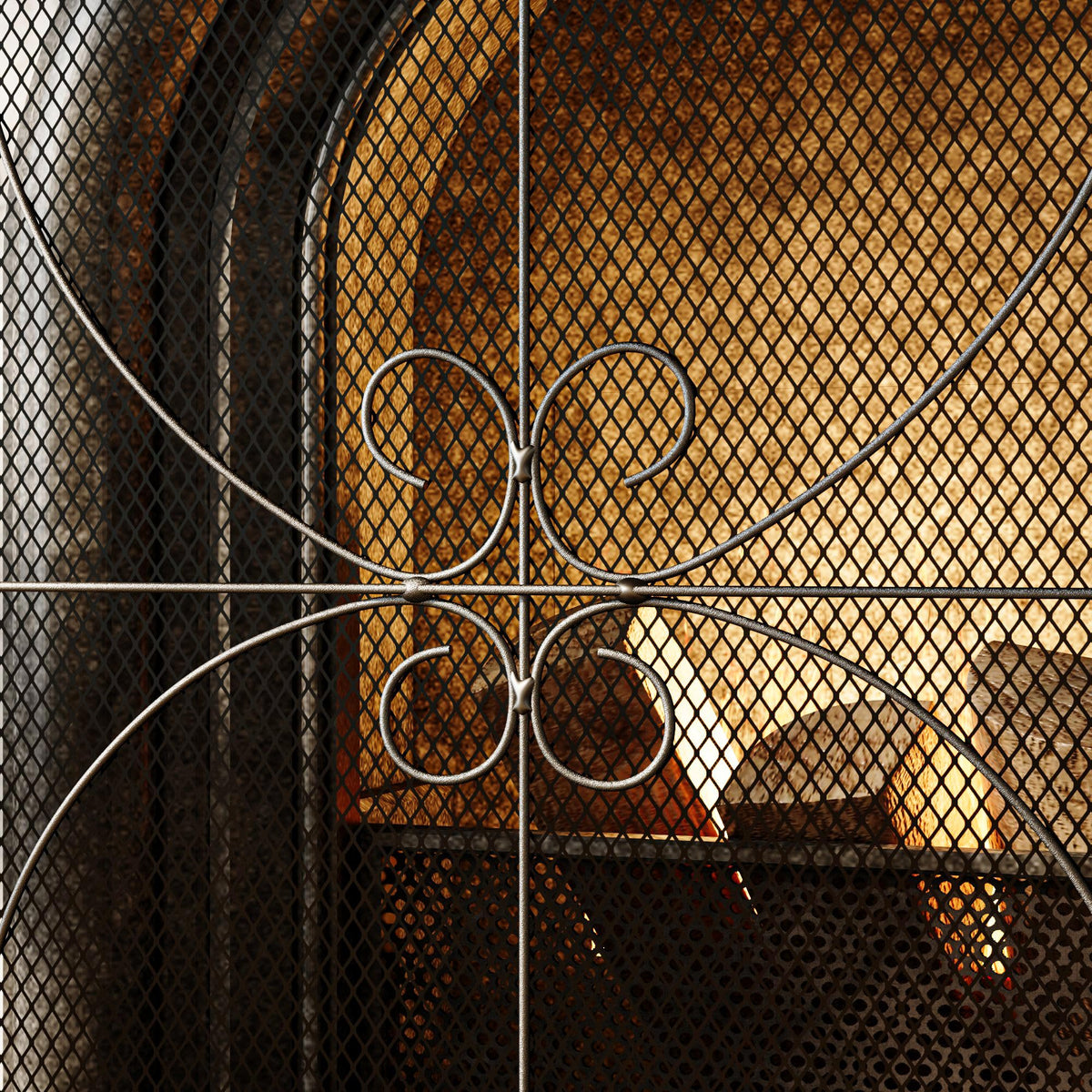 Black Metal Fireplace Screen Q26514