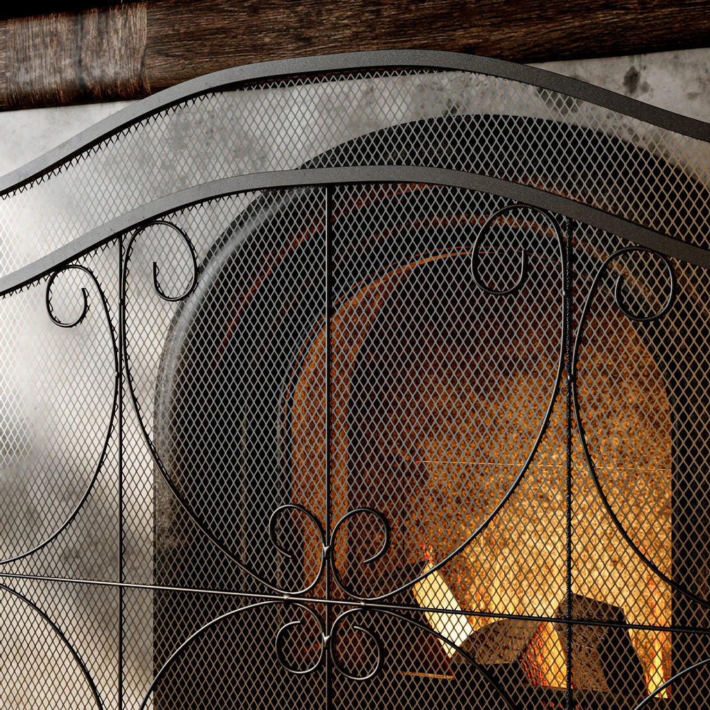 Black Metal Fireplace Screen Q26514