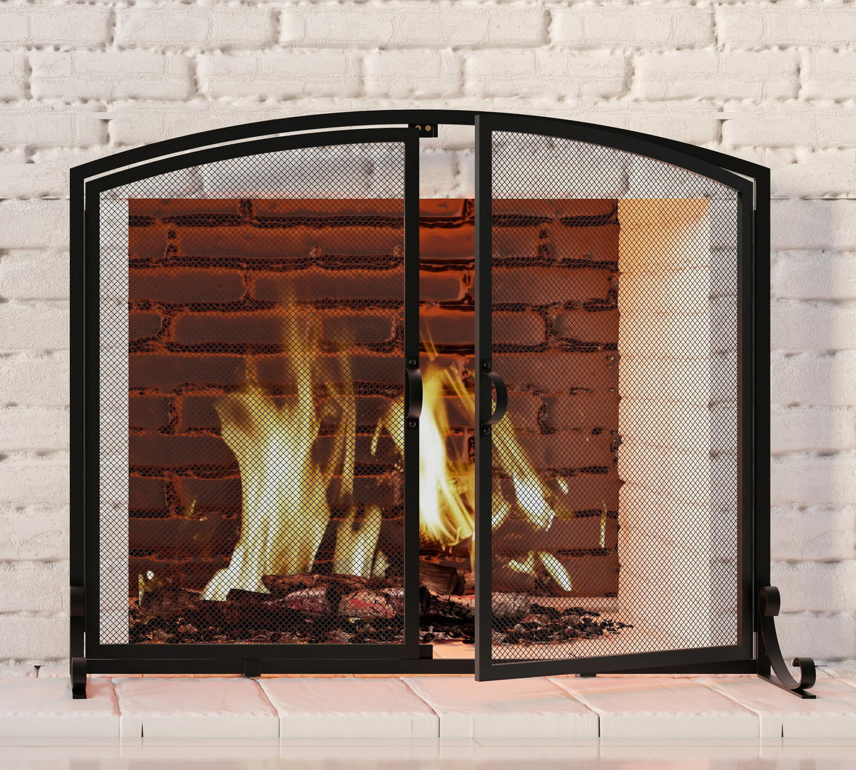2-Panel Metal Fireplace Screen T2139